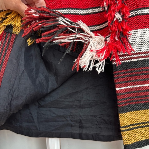 W by Worth Burgundy Gold Striped Fringe Skirt Boho Aztec Western Size 4 Small S - Picture 7 of 12